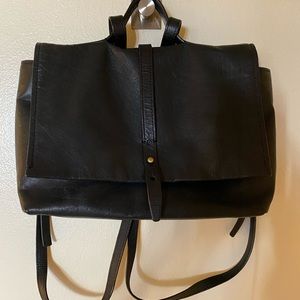 Black leather backpack